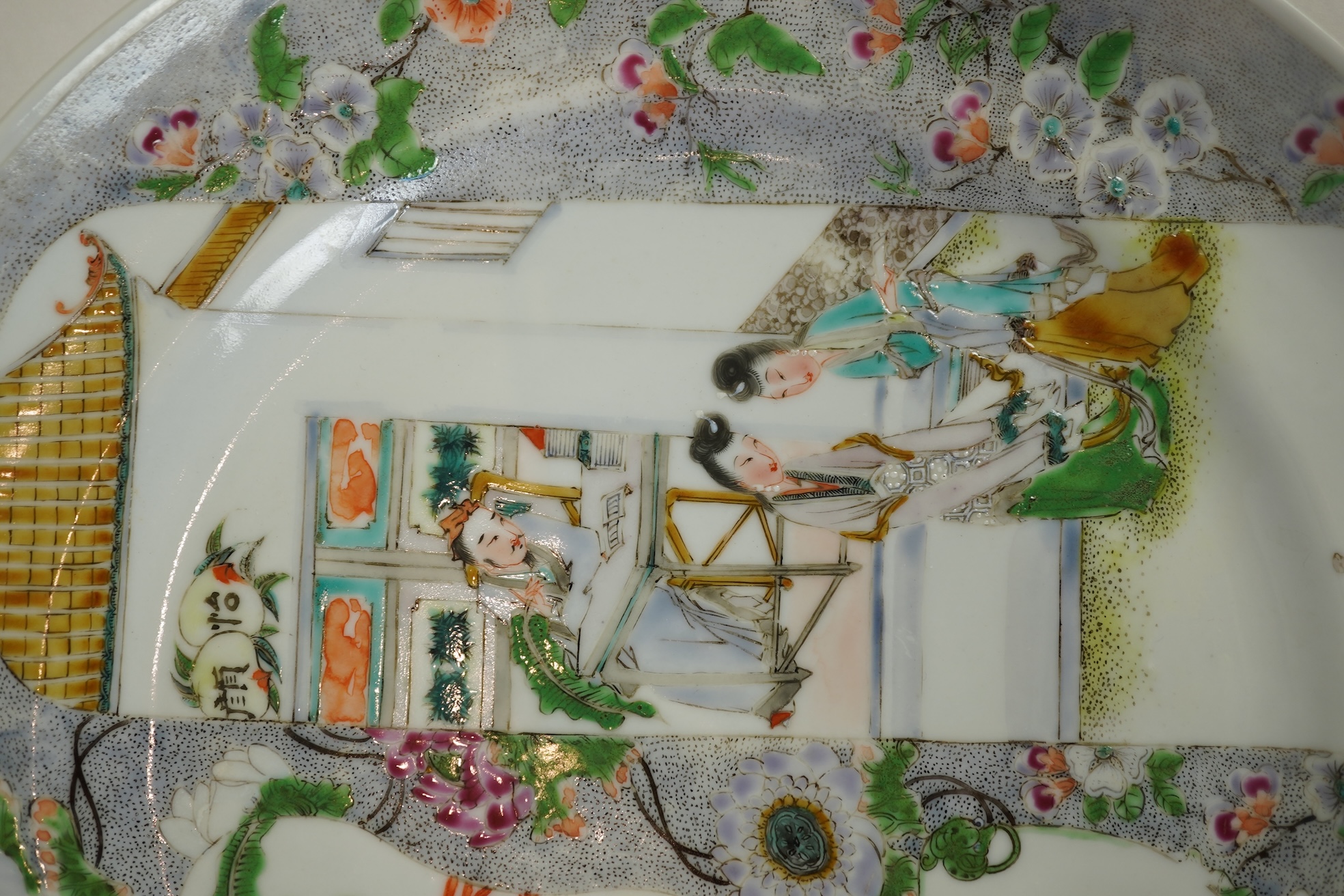Three Chinese enamelled porcelain plates, mid 19th century